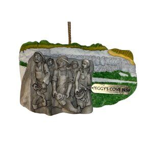 Peggys Cove N.S. Hand Painted Ornament Resin Fishermen Scene 3.25"